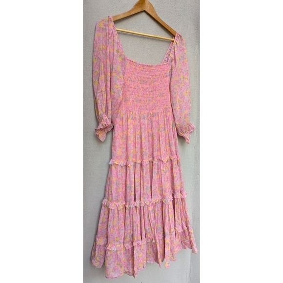 LOVESHACKFANCY Capri Tiered Shirred Midi Dress Size M | Romantic Floral | Fairy - Picture 9 of 13